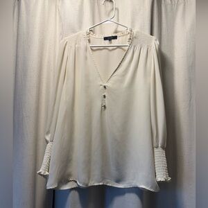 Eclair Creme sheer blouse - 3/4 sleeve